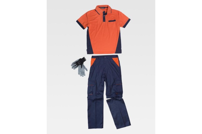 CONJUNTO POLO, PANTALÓN DESMONTABLE Y GUANTES NARANJA WSET1465