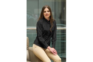 CAMISA MUJER CUELLO MAO MANGA LARGA Negro Foto