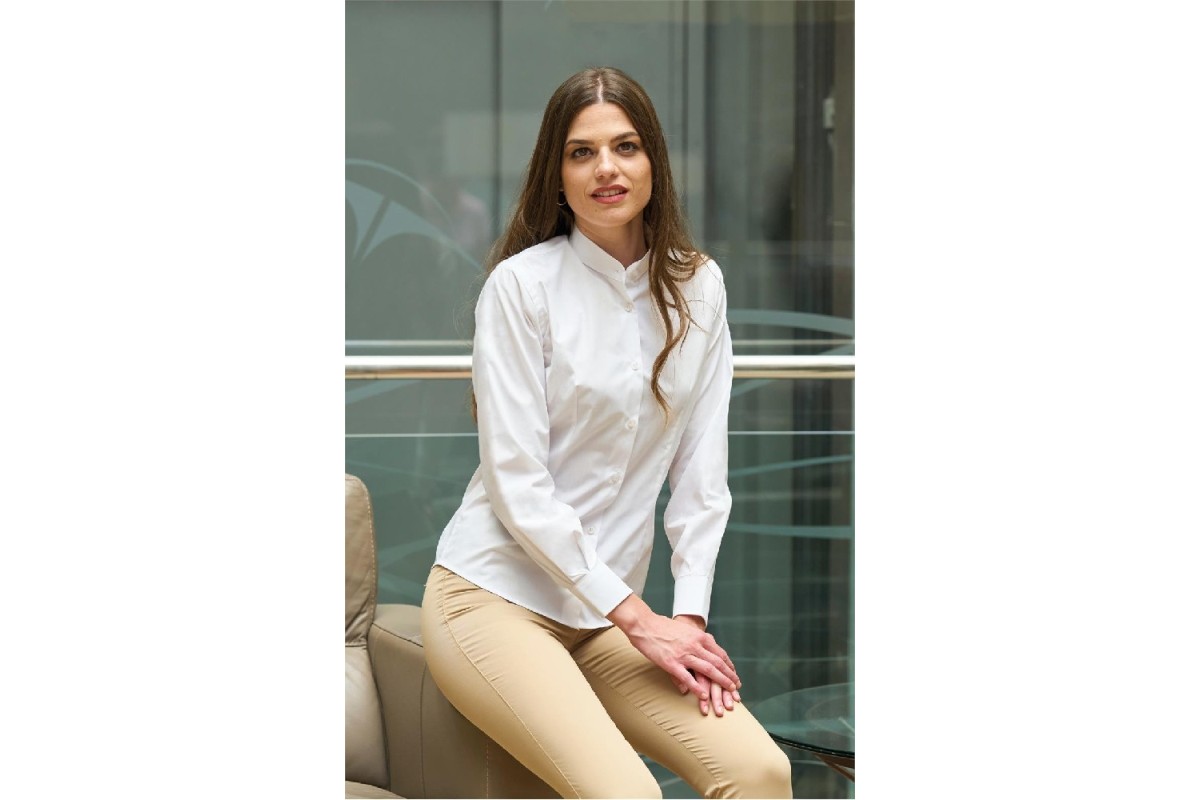 CAMISA MUJER CUELLO MAO MANGA LARGA Blanco Foto